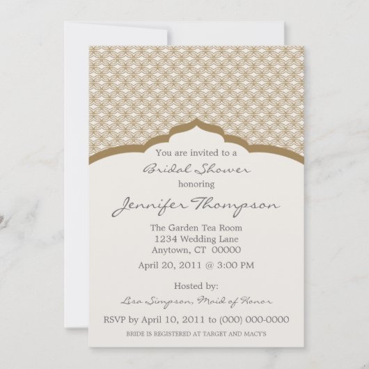 Invitation Glamourous Chic Bridal Shower. Brun (Devant)
