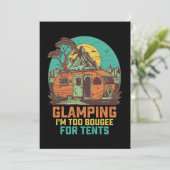 Invitation Glamping Je suis Trop Bougee Pour Tentes Rétro Vin (Debout devant)