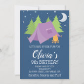 Invitation Glamping Plaid violet Camping Slepover anniversair (Devant)