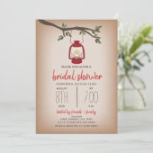 Invitation Glamping Shower de Mariée - Lanterne Rouge (Debout devant)