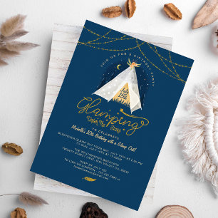 Invitation Glamping Under the Stars Tepee Navy & Gold Camping