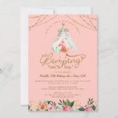 Invitation Glamping Under the Stars Tepee Pink & Gold Camping (Devant)