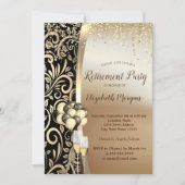 Invitation Glas à perles d'or, talons hauts, Parti de retrait (Devant)