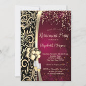 Invitation Glas à perles d'or, talons hauts, Retraite rouge (Devant)