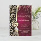 Invitation Glas à perles d'or, talons hauts, Retraite rouge (Debout devant)