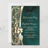 Invitation Glas à perles d'or, talons hauts Retraite verte (Devant)