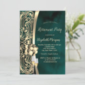 Invitation Glas à perles d'or, talons hauts Retraite verte (Debout devant)