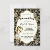 Invitation Glas à vin, Ballons, Parti de retraite (Devant)