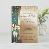 Invitation Glas à vin d'or, talons hauts, Ballons de retraite (Debout devant)