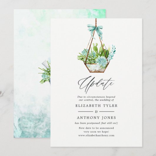 Invitation Glass Terrarium Succulents Mariage Mise à jour (Devant / Derrière)