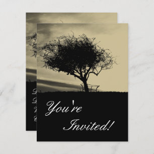 Invitation Glastonbury Hawthorn. Arbre sur Hill. Couleur Sepi