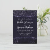 Invitation Glimmery Indigo Grunge | Midnight Purple Damask (Debout devant)