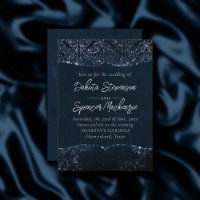 Glimmery Navy Grunge | Sombre Sapphire bleu Damas