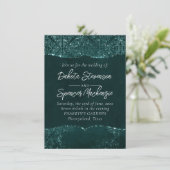 Invitation Glimmery Turquoise Grunge | Riche verre vert foncé (Debout devant)