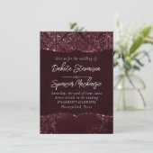 Invitation Glimmery Wine Grunge | Sangria Bordeaux Damask (Debout devant)