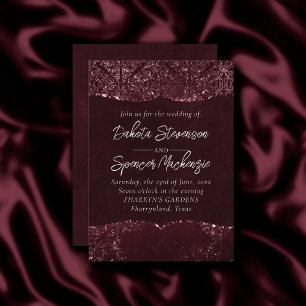 Invitation Glimmery Wine Grunge Sangria Bordeaux Damask