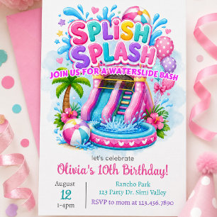 Invitation Glisse Glisse Toboggan Anniversaire Maison Gonfl