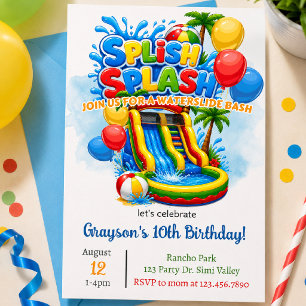 Invitation Glisse Glisse Toboggan Anniversaire Maison Gonfl