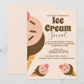 Invitation Glisseur Social Cône de Glace Groovy (Devant / Derrière)