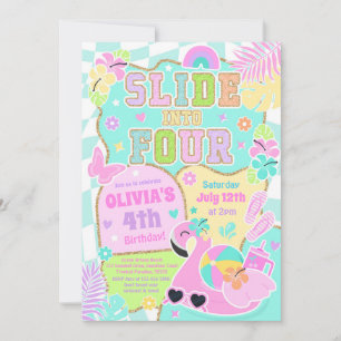 Invitation Glissez dans quatre anniversaires de fille prépa f