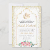 Invitation Gliter floral de luxe or Aqiqa islamique Aqeeqa (Devant)