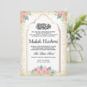 Invitation Gliter moderne Floral Baby islamique Aqiqa Aqeeqah (Debout devant)