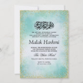 Invitation Gliter Turquoise moderne Aqiqa Aqeeqah islamique (Devant)
