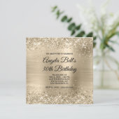 Invitation Gliterie Champagne Or Huile Fancy Monogramme (Debout devant)
