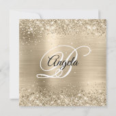 Invitation Gliterie Champagne Or Huile Fancy Monogramme (Dos)