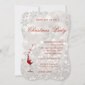 Invitation Gliterie en verre de vin, fête de Noël d'entrepris (Devant)