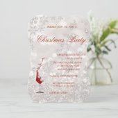 Invitation Gliterie en verre de vin, fête de Noël d'entrepris (Debout devant)