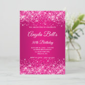 Invitation Gliterie rose chaud Framboise Ombre photo (Debout devant)