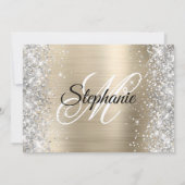 Invitation Glitter Argent Or Pâle Monogram 40e Anniversaire (Dos)