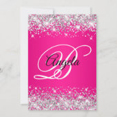 Invitation Glitter Argent Rose Chaud Monogramme 40e Anniversa (Dos)