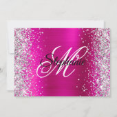 Invitation Glitter Argent Rose Chaude Monogramme 50e Annivers (Dos)
