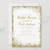 Invitation Glitter Argenté Blanc Mariage Moderne et Élégant (Devant)