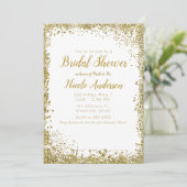 Invitation Glitter Argenté Blanc Mariage Moderne et Élégant (Debout devant)