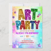 Invitation Glitter Colorful Sequin Art Party Birthday (Devant)