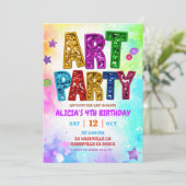 Invitation Glitter Colorful Sequin Art Party Birthday (Debout devant)