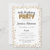 Invitation Glitter Confettis Dorés 16e Anniversaire (Devant)