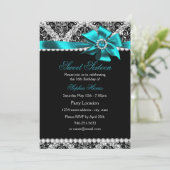 Invitation Glitter Damask & Ruban Bijou Saphyr pou (Debout devant)