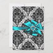 Invitation Glitter Damask & Ruban Bijou Saphyr pou (Dos)