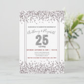 Invitation Glitter de confettis argentés pour 25e anniversair (Debout devant)