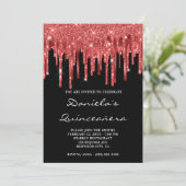 Invitation Glitter de couleur rouge foncé en feuille d'alumin (Debout devant)