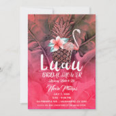 Invitation Glitter deananas tropical rose pour une soirée de (Devant)