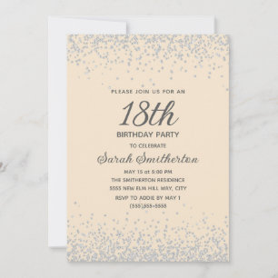 Invitation Glitter Diamant Argent Jaune 18e Anniversaire