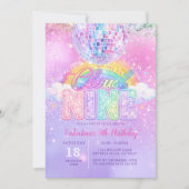 Invitation Glitter Disco Ball Pastel Cloud Nine Birthday (Devant)