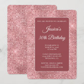 Invitation Glitter Disco Rose 30e Anniversaire (Devant / Derrière)