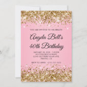 Invitation Glitter Doré Fancy Monogramme 40e Anniversaire (Devant)