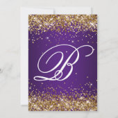 Invitation Glitter Doré Monogramme Violet Royal 21e Anniversa (Dos)